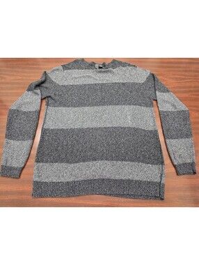 Element Mens Large Striped Knit Pullover Sweater Gray Long Sleeve Crewneck